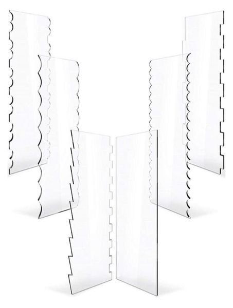 Backformen 6pcs Transparent Clear Acrylkuchen -Schaber -Set dekorieren Konturkammsägezahn -Zähne Glatter Werkzeuggebäckschneider K2457945