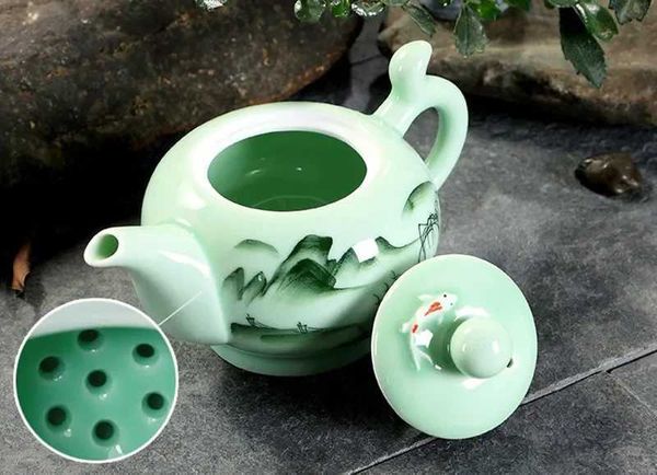 Чайные наборы Longquan Celadon Tea Set Teapot 220ML Gaiwan Ковкера для чая чайная чайная горшка Керамика Yixing Clay Cheapots Samovar Cup