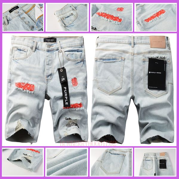 Purple Brand Designer Jeans Shorts Men calças de jeans roxas Summer Hight Quality Bordado Jean Denim Troushers