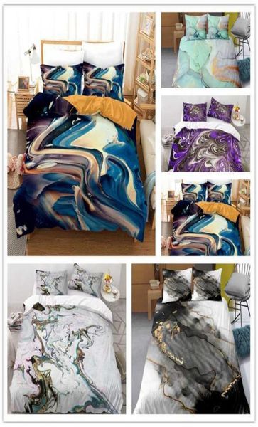 Conjunto de cama de luxo de mármore da moda Nórdica Decoração de quarto de adultos nórdicos Capa de edredão 23 peças Tamanho completo Têxteis caseiros simples 21068927012