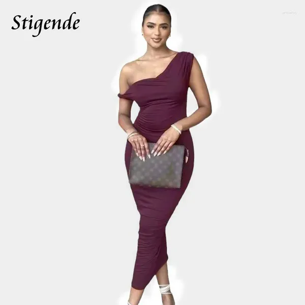 Vestidos casuais estigende um ombro Slim Fit Party Mulheres elegantes