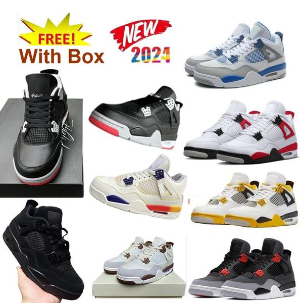 NET Black Cat 4s heiße Lava gezüchtet neu interpretiert 4 weiße Donner 4s lila Metallic Basketball Schuhe Männer Frauen Infrarot Oreo Se Handwerk Neon Fire rot mit Box weißes Cemnet 2025