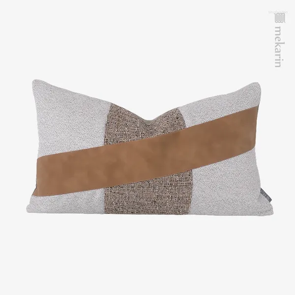 Cuscino morbido decorazione modella camera soggiorno divano caffè colorato in pelle cucitura in vita da letto
