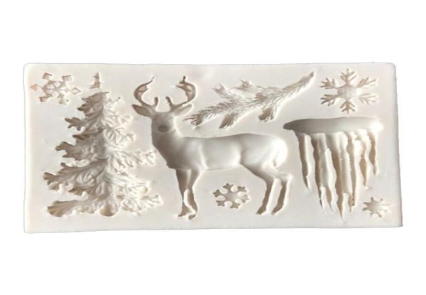 Utile albero di Natale utile in alce fiocchi di neve silicone stampo cioccolato gelatina di gelatina strumento artigianato di zucchero decorazione della torta di fondente 6135079