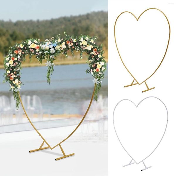 Decoração de festa amoroso arco de arco de metal casamento 6,89 pés (2,1m) em forma de coração Golden/White Climbing Frames for Birthday PO