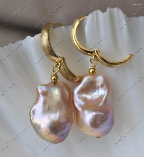 Brincos de balanço Z13125 24mm de lavanda rosa barroca Keshi Reborn Pearl Earring Jóias personalizadas CZ