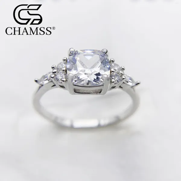 Anelli di cluster S925 Sterling Silver Fastick Square Zircon Diamond European and American Simple Women's Couple Ring