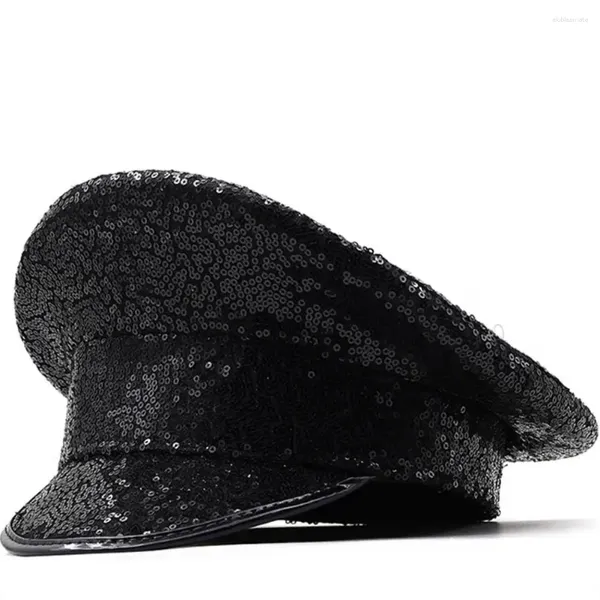 Berets Sequin Hat Party Party Cosplay Sergeant Cap for Women Men Men Light Festival Festiv