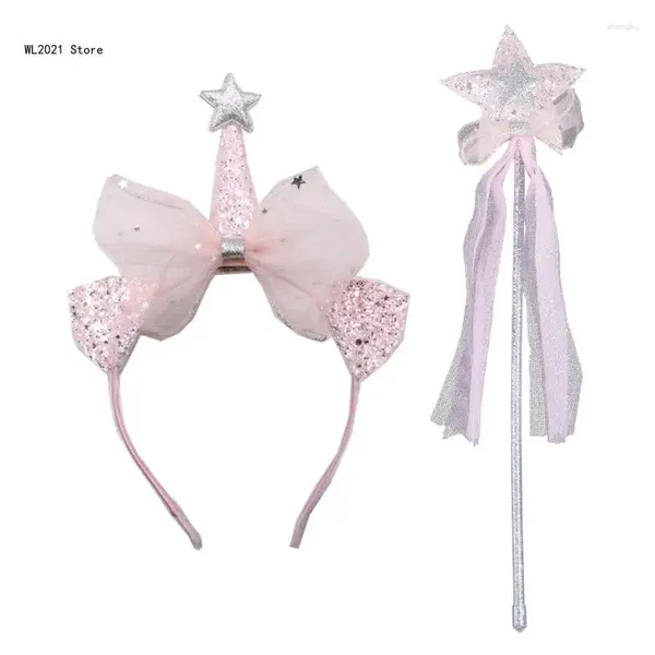 Accessori per capelli Bellissima fascia per la testa a cerchio per bacchetta rosa per ragazza principessa
