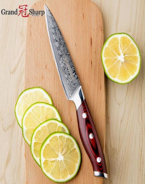 Grandsharp Damascus Kitchen Knife 5 -дюймовый утилитный нож 67 слоев японского дамаска из нержавеющей стали VG10 Инструменты приготовления пищи New4913631