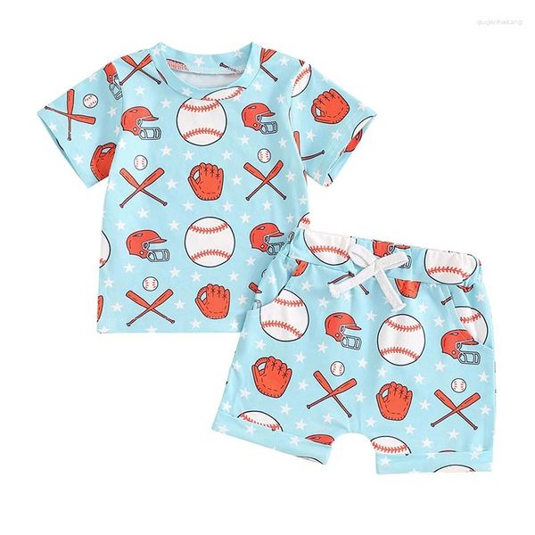 Set di abbigliamento per bambini bambino estate outfit da baseball gioca a pallone maglietta per abbracci 2pcs set di vestiti casual