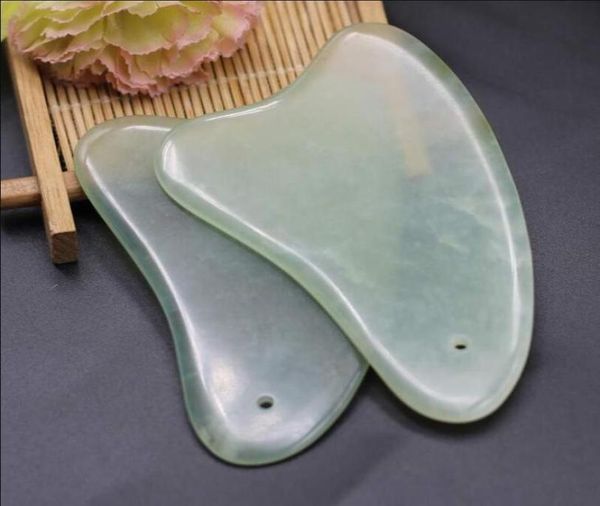 Hochwertige natürliche Jade Guasha Board Scraching Facial Eyes Scraping Gua Sha Spa Massage Tool Gesundheitsversorgung Schönheit Akupoints Teller 6533828