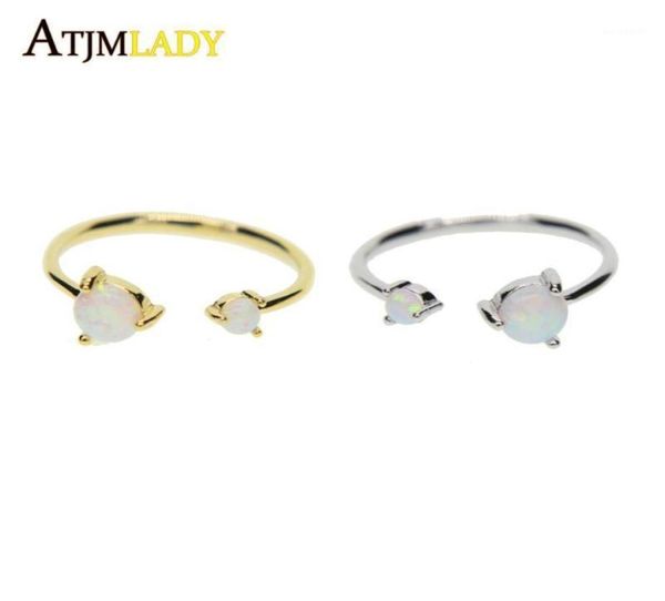 Cluster -Ringe hochwertige offene Frauen RingsFashion Zwei Opal Stone Prong Setting Classic Dainty Gold Farbanpassung Ring Ladie3111839