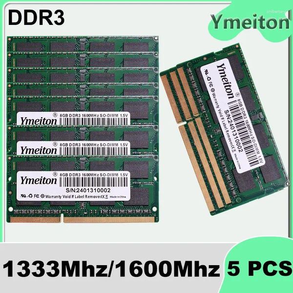 Ymeiton ddr3 5 pcs memoriam laptop universal memória de memória1333mhz 1600mHz 4gb 8gb SO-DIMM RAM RAM 240 PIN por atacado