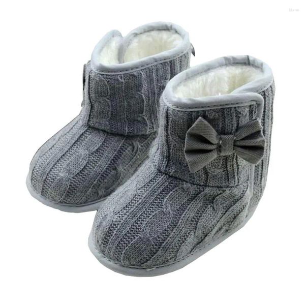 Botas infantil meninas de criança meninas butterfly nó luxuoso tricô de lã de lã sapatos de bebê inverno mole quente crianças sapato