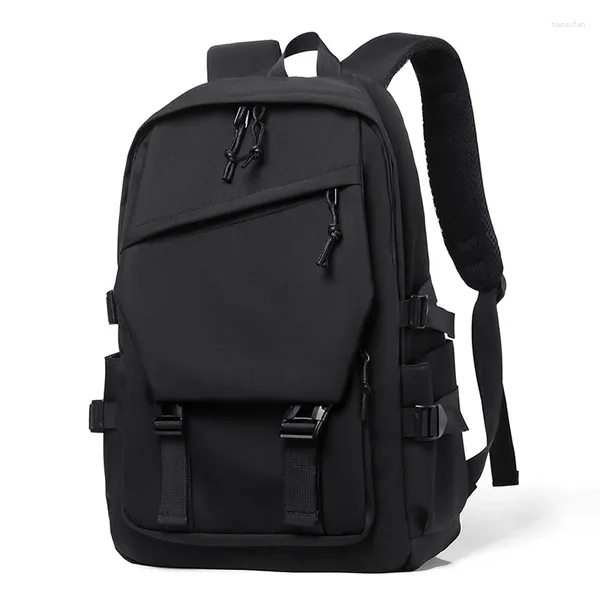 Mochila para a bolsa escolar de estudante de grande capacidade preto dupla fivela com vários espaços de computadores de computadores de tablets viagens ao ar livre