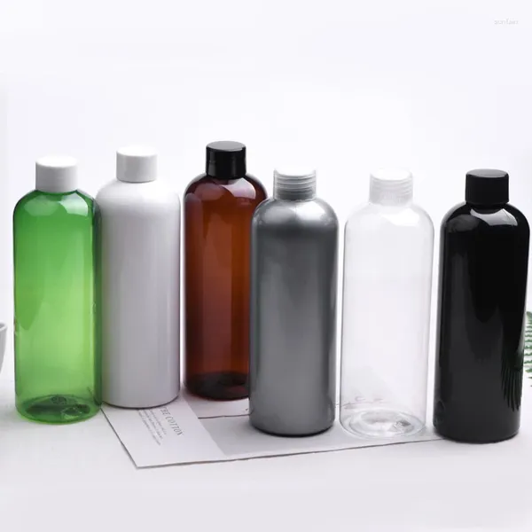 Depolama Şişeleri 20pcs 300ml Siyah Beyaz Kahverengi Vida Kapağı Plastik Boş Şampuan Şişe Duş Konteyneri Kozmetikler İçin