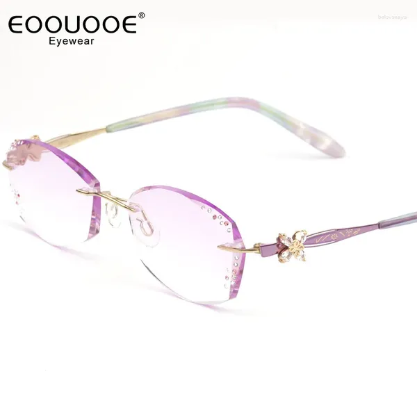 Óculos de sol enquadram puro titânio yeGlasse Luxury Planking design óculos lentes de gradiente roxo miopia hiperópia óculos ópticos ópticos sem aro