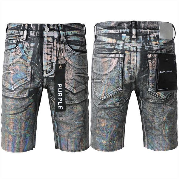 Purple Shorts Jeans Designer Men for Women calças Brand Summer Hole 2024 New Style Borderyer Self 2T7B