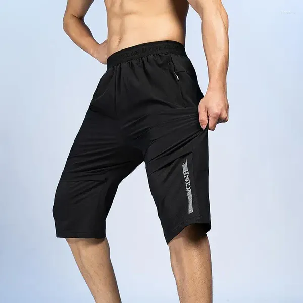 Shorts masculinos Summer Beleches Light Long Bezerro Comprimento do marido Banda elástica da cintura Quick Dry Stretch 6xl Black Bermuda