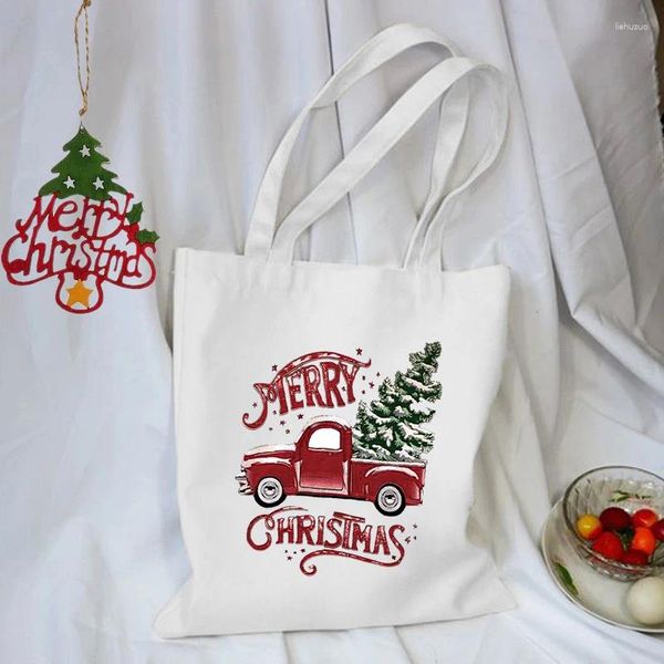 Sacchetti di shopping femminile natalizio shopper borse tela borse da viaggio riutilizzabile tote spalla da donna coreana