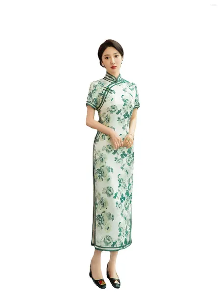 Roupas étnicas Cheongsam Lady Lady Xangai Ano Vestido Casamento Jovem Engajamento Elegante em Slimmão Chinês Estilo Chinês Terculado