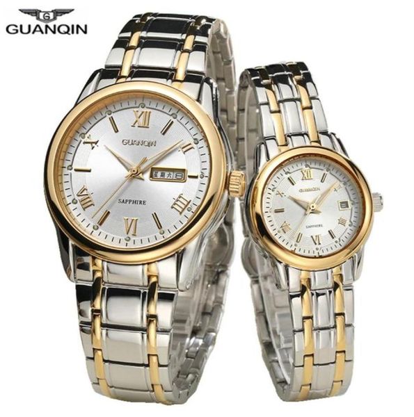 Guanqin Business Casal Watch Set Set Set Luxury Stainless Men Women Loves Wrist Watch Quartz Watch Women Relógio Man262x4116357