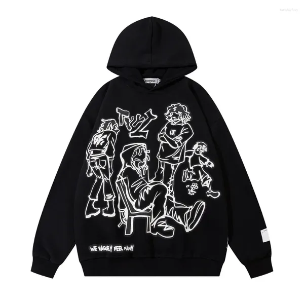 Moletons masculinos masculino masculino de streetwear moda de desenho animado de desenho animado com capuz Sweatshirts cityboy menina rosa y2k capuz casal roupas