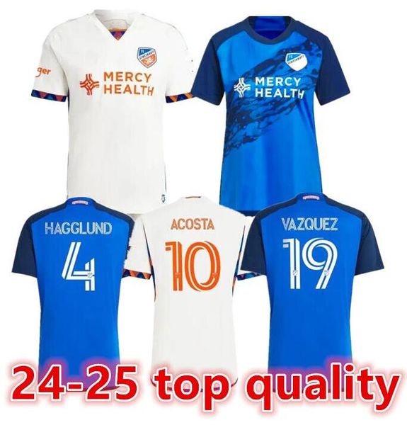 2023 2024 FC Cincinnati Soccer Jerseys Kids Kit Man 23/24 Футбольная рубашка дома голубой в голую белом бупендза Акоста Робинсон Миазга Барреал вратарь 66688