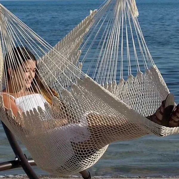 Hammocks portátil Cadeira de algodão grande portátil Cadeira de penduramento amplo escopo de aplicação Cadeira de redes branca e confortável na moda