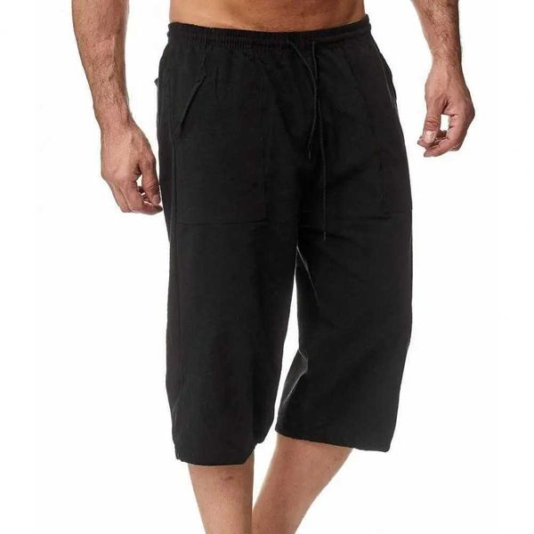 Pantaloni da uomo pantaloni pantaloni sportivi a sette centesimi di pantaloni da cofano multi -tasca dritta