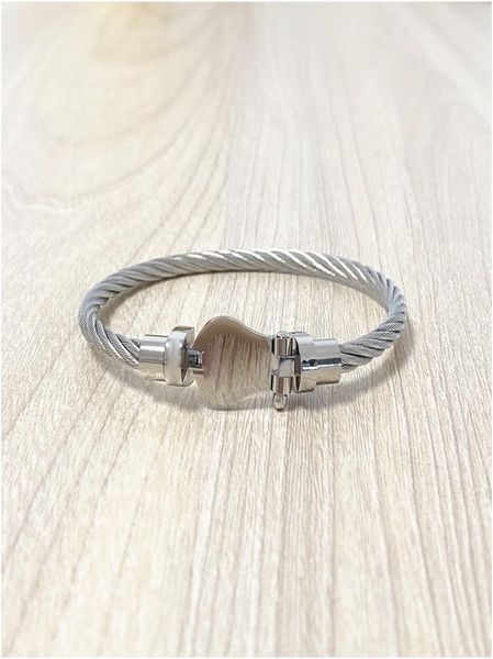 Bracciampettale per cavi bracciale in acciaio inossidabile puro di alta qualità al 100% per le donne gioielli all'ingrosso di colore argento con box8403434