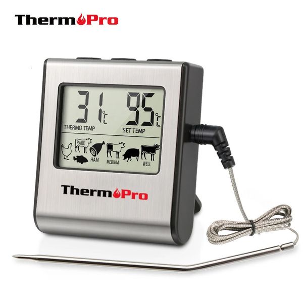 Thermopro TP-16 Fırın Sigara içen Şeker Sıvı Mutfak Yemekleri için Dijital Termometre Izgara Eti BBQ Termometresi ve Zamanlayıcı 240423