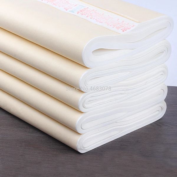 100pcs Xuan Paper Chinese Semi-Raw Rice Papel para pintura chinesa Caligrafia ou artesanato de papel suprimentos 34xcm 240418