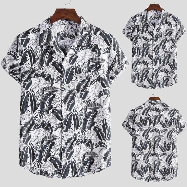 Camisas casuais masculinas Moda de moda de manga curta de manga curta roupas de impressão de manga