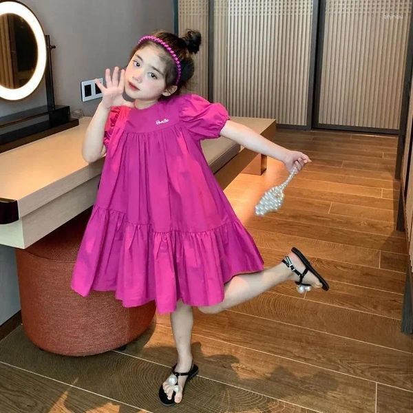 Vestidos de garotas verão pitaya lolita meninas de meninas A-line Casual Midi Dress Children para adolescentes Princesa Sundress