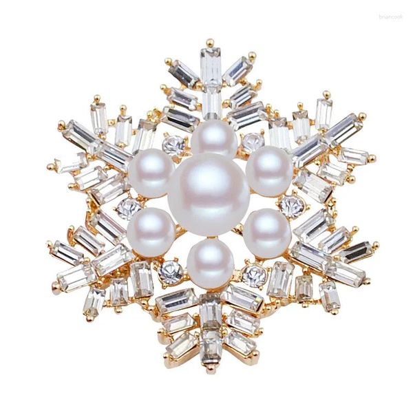 Broches N591 Corsage de luxo Snow Pearl Sweater Pin Presentes de Natal