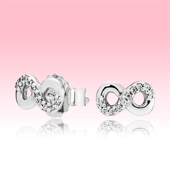 Authentische 925 silberne Frauen süße kleine einfache Ohrring -Sommerschmuck für funkelnde Infinity -Ohrringe mit Originalbox271C6845383