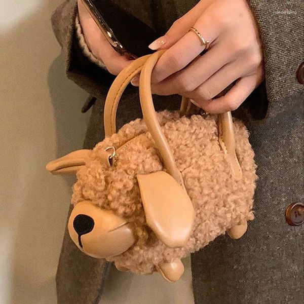 Abendtaschen süße Winterschulter für Frauen Plüsch Alpaka Ketten Crossbody Tasche Handtaschen Cartoon Tier Geldbeutel Cusual Fell weiße Lammschafe