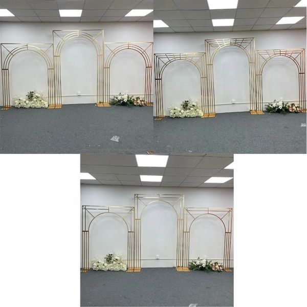 Decorazione per feste Frame di metallo personalizzato di alta qualità per eventi Gold Arch Wedding Stand