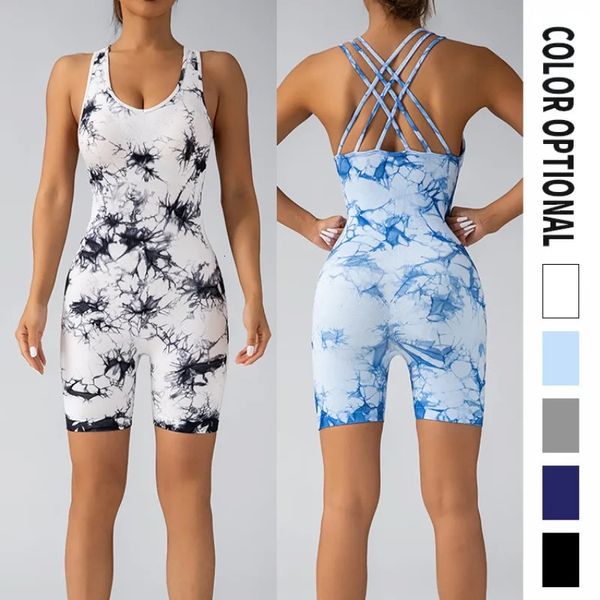 Tie-Dye-Jumpsuit Sexy All-in-One Crossover Beauty Weste enge Pass