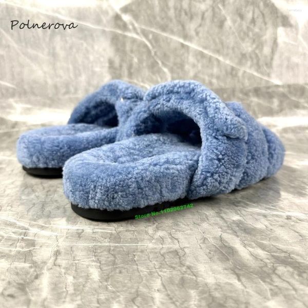 Slippers Est Furry Flat Modern Solid Fashion Round Tow