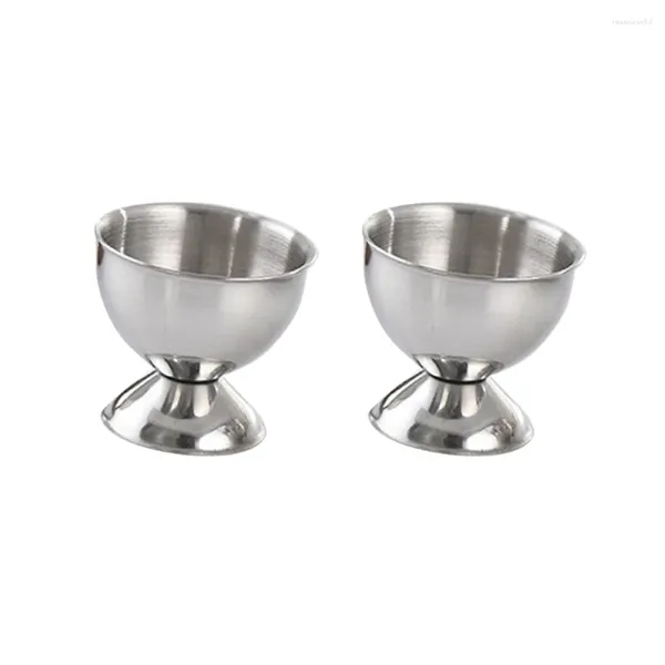 Set di stoviglie 2 pezzi Porta di uova in acciaio inossidabile Supporto cucina da tavolo per brunch per la colazione (piccola tazza)