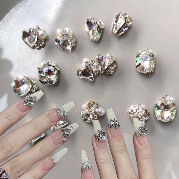 100 pezzi di lussuoso diamanti perforazioni per perforazioni per chiodo in metallo Rhinestones Gioielli glitter a cristallo 3D intarsiate giapponese unghie giapponesi decorau 240426