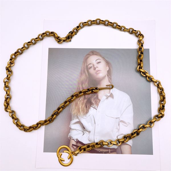 Retro Gold Schnalle Taillenkettengürtel für Frauen Mode Ledergürtel Mens Luxus Silberkettenbund mit kleiner Geldbörse