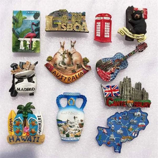 Babelemi US UK Canada Australia Grecia Portogallo Spagna Barcelona Madrid Fridge Magnets World Travel Souvenir decorazione per la casa 240429