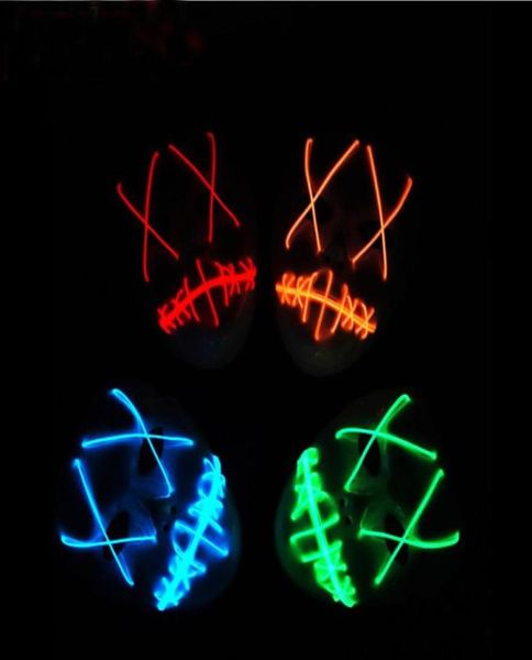 Máscara de Halloween LED LIGHT UP Party Masks The Purge Election Ano Great Funny Masks Festival Cosplay Fornecedes Glow in Dark G5508476