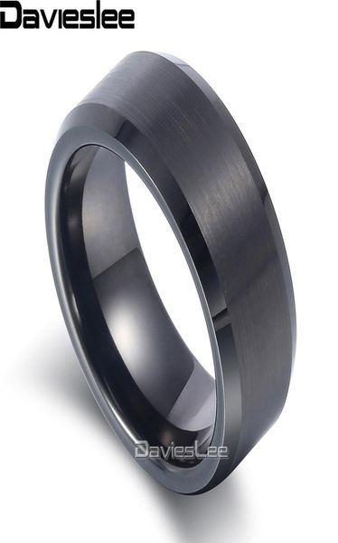 Davieslee Mens Boys Matte Finish Band Ring Tungsten Carbide Hochzeit Engagement Black 8mm LTR047911277