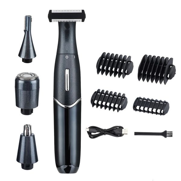 Erkekler için 4 arada 1 elektrikli tıraş makinesi usb şarj edilebilir su geçirmez burun kulak saç düzeltici sakallı ustura unisex sökücü tıraş makinesi 240418