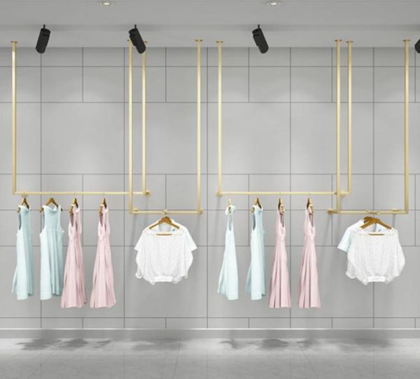 Крючки рельсы золотая одежда магазин одежды Двойной вешалка для женщин 039S Магазин высокий шкаф